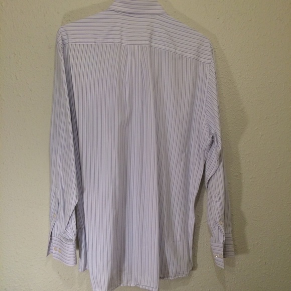 Michael Kors blue pin striped shirt, sz L (062) - Picture 4 of 6